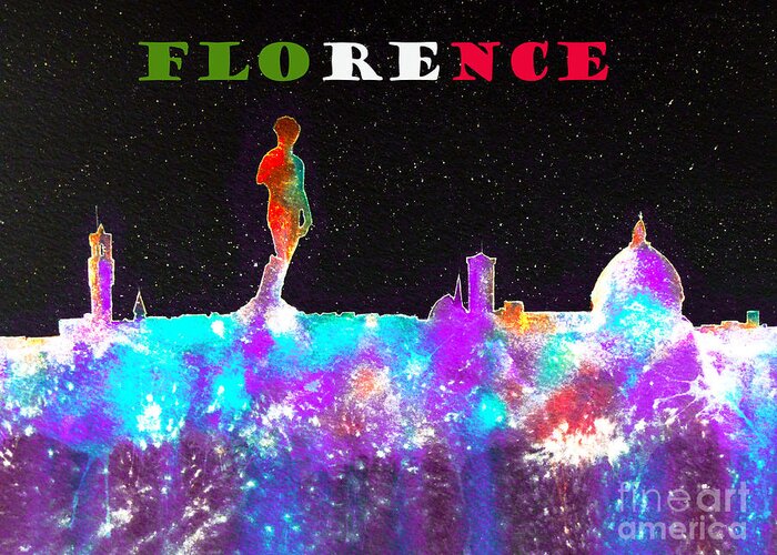 Skyline Greeting Card featuring the painting Florence Italy Skyline by Bill Holkham