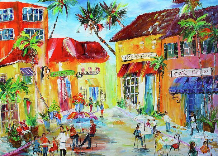 City Paintings Greeting Card featuring the painting Florida Cafe by Kevin Brown