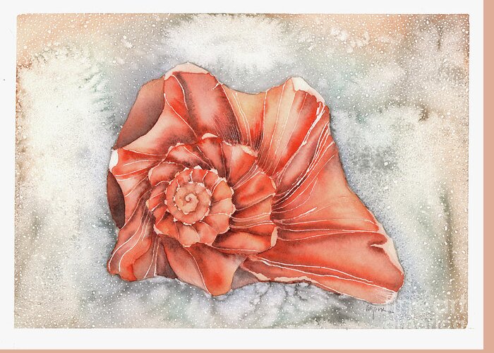 Seashell Greeting Card featuring the painting Florida Whelk by Hilda Wagner