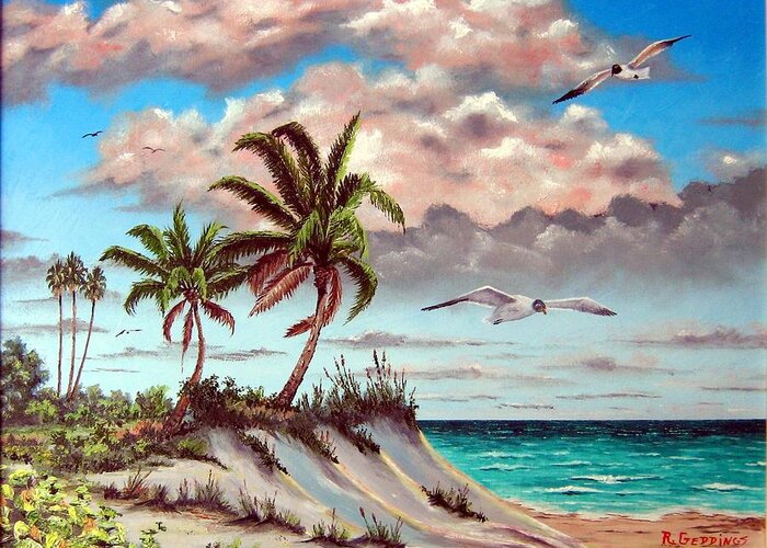Art Greeting Card featuring the painting Florida Gulf Dune by Riley Geddings