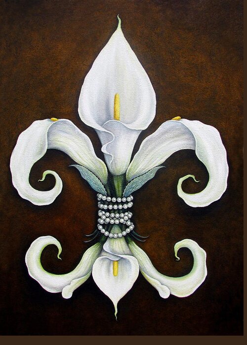 Fleur-de-lis Greeting Card featuring the painting Flower of New Orleans White Calla Lilly by Judy Merrell