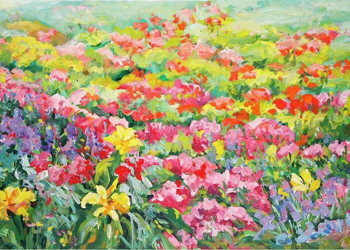 Flowers Greeting Card featuring the painting Flower Power by Ingrid Dohm