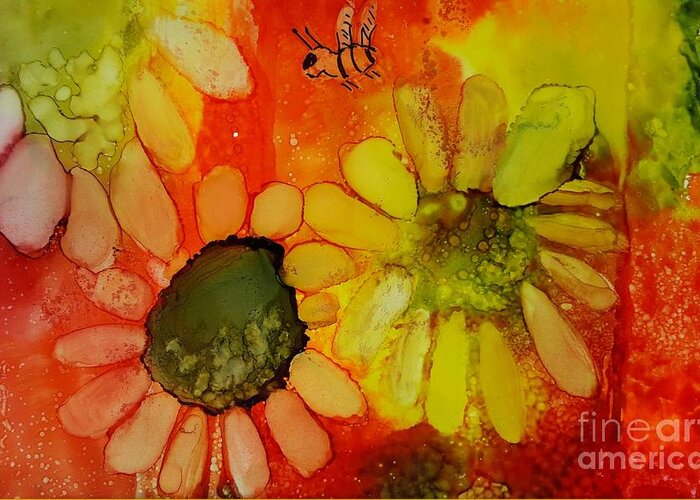 Alcohol Greeting Card featuring the painting Flower Power by Terri Mills