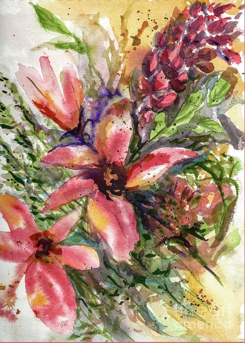 Floral Greeting Card featuring the painting Flower Study by Francelle Theriot