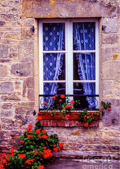 France In 1992 Greeting Card featuring the photograph Flower Window by Rick Bragan