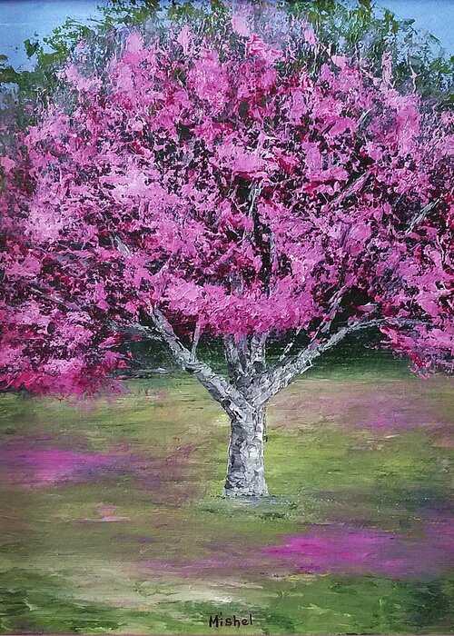 Impressionistic Greeting Card featuring the painting Flowering Tree by Mishel Vanderten