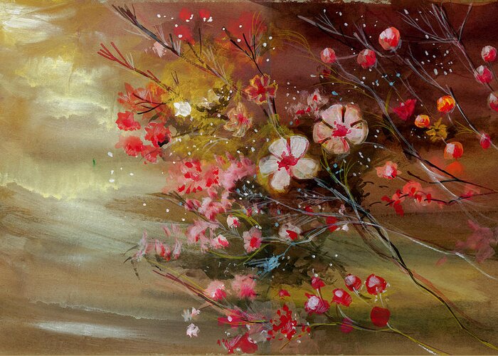 Nature Greeting Card featuring the painting Flowers 2 by Anil Nene