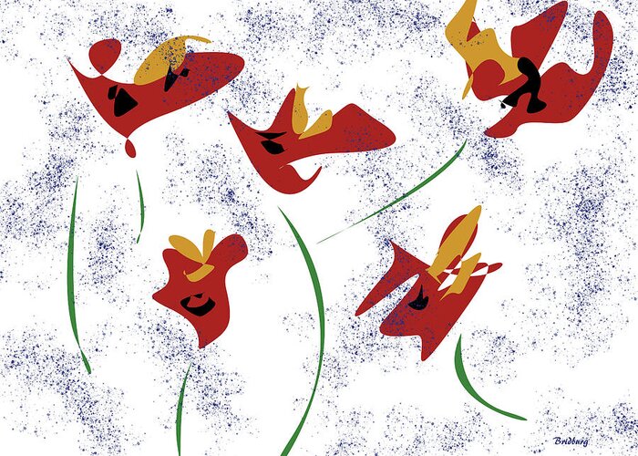Postmodernism Greeting Card featuring the digital art Flowers in the Wind by David Bridburg