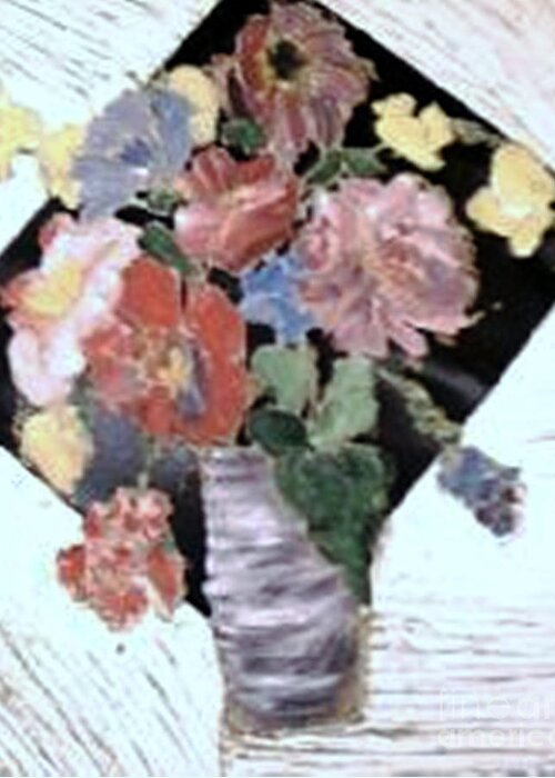 Spring Greeting Card featuring the painting Flowers In Vase by Duygu Kivanc