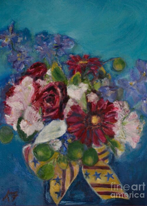 Flowers Greeting Card featuring the painting Flowers of Remembrance by Karen Francis