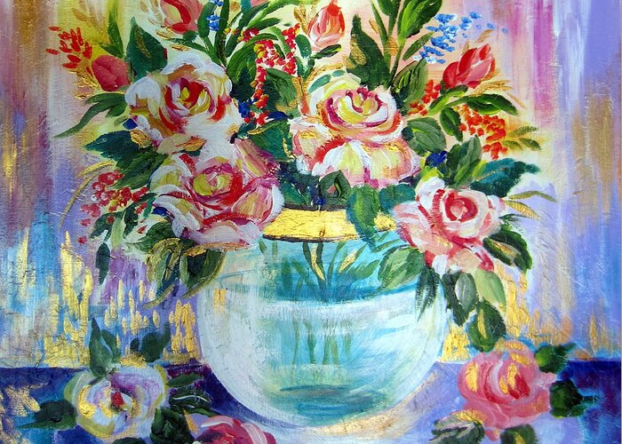 Flowers Greeting Card featuring the painting Flowers Still life by Roberto Gagliardi