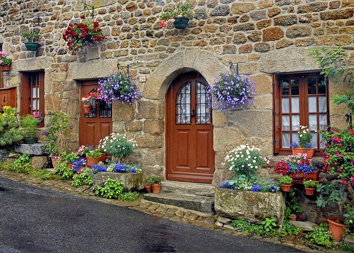 Flowers Greeting Card featuring the photograph Flowery Doorways in Brittany by Dave Mills