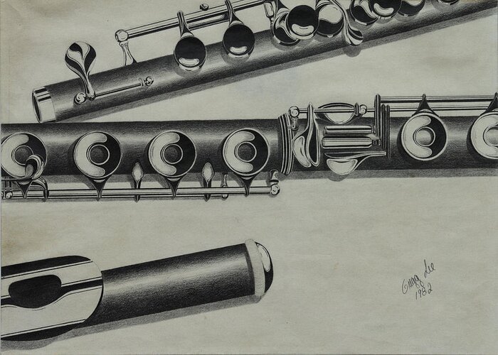 Flute Greeting Card featuring the drawing Flutes by Gregory Lee
