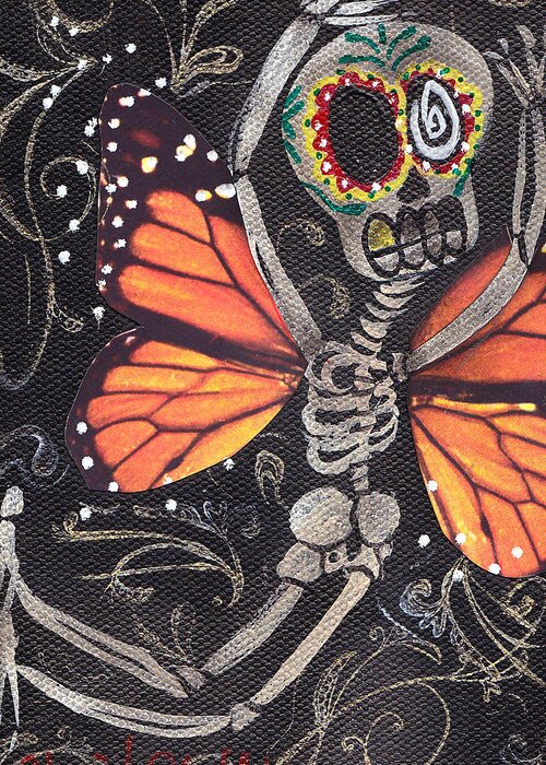 Day Of The Dead Greeting Card featuring the painting Flying Away by Abril Andrade