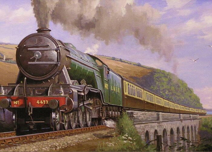 Scotsman Greeting Card featuring the painting Flying Scotsman at Torbay. by Mike Jeffries
