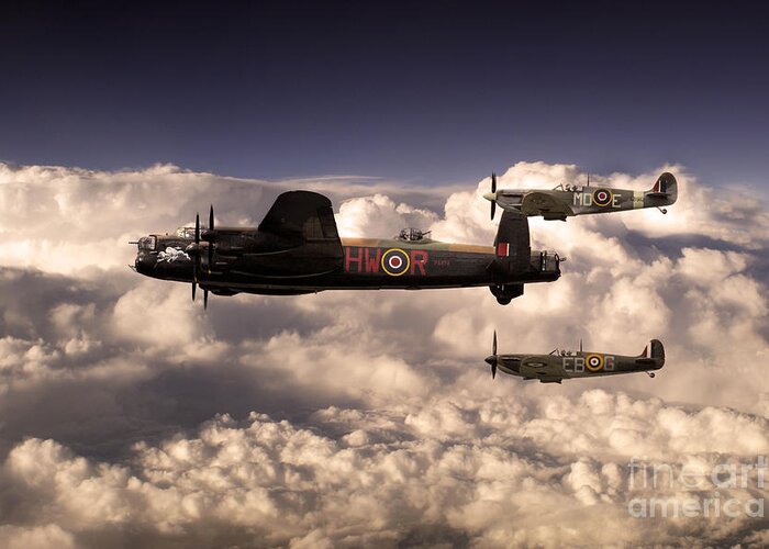 Avro Greeting Card featuring the digital art Flying With Legends by Airpower Art