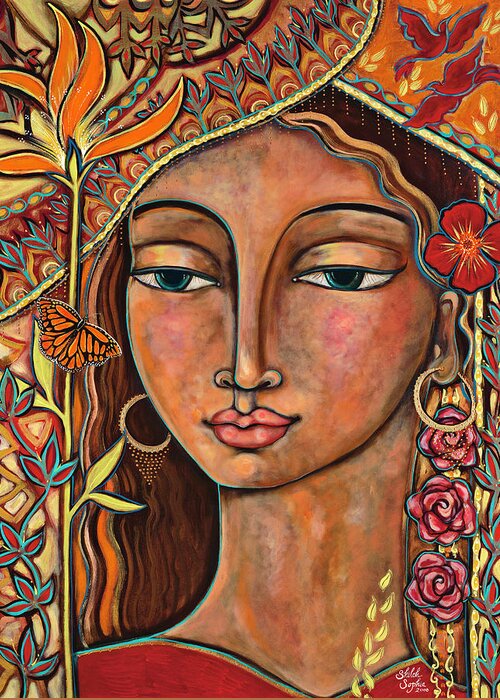 Bird Greeting Card featuring the painting Focusing On Beauty by Shiloh Sophia McCloud