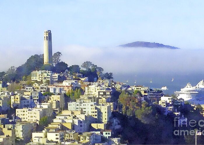Coit Tower Greeting Card featuring the photograph Fog Rolling In by Joyce Creswell