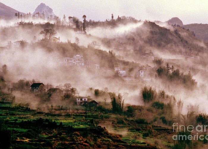 Foggy Sound Of Vietnam Greeting Card featuring the photograph FOGGY SOUND of VIETNAM by Silva Wischeropp