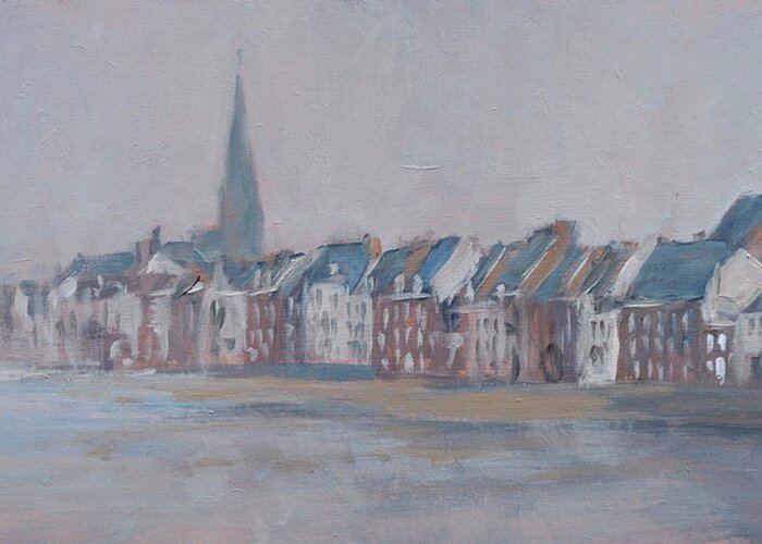 Maastricht Greeting Card featuring the painting Foggy Wyck by Nop Briex