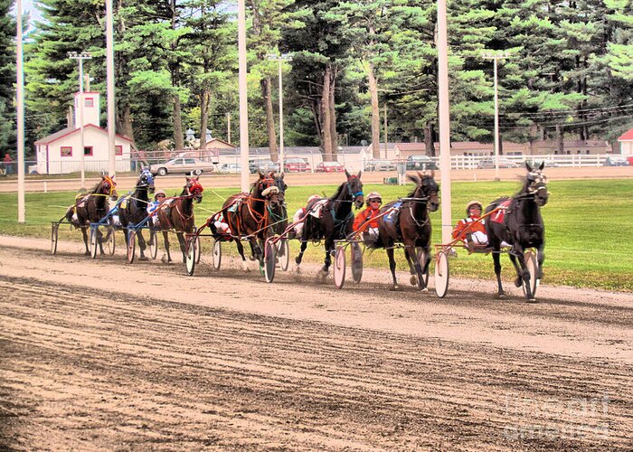 Harness Racing Greeting Card featuring the photograph Follow The Leader by Elizabeth Dow