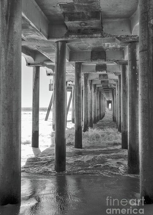 Huntington Beach Greeting Card featuring the photograph Follow The Lines Under Huntington Beach Pier by Ana V Ramirez