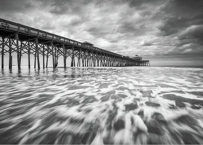 Folly Beach Greeting Card featuring the photograph Folly Beach Pier SC Scenic Seascape Photography by Dave Allen