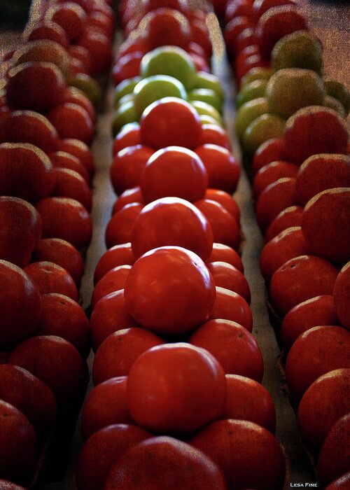 Tomatoes Greeting Card featuring the photograph Food Tomatoes Marching Maters by Lesa Fine