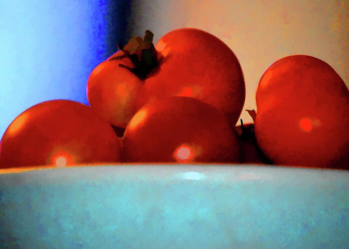 Tomato Greeting Card featuring the photograph Food Vine Ripe And Ready Tomato Art by Lesa Fine