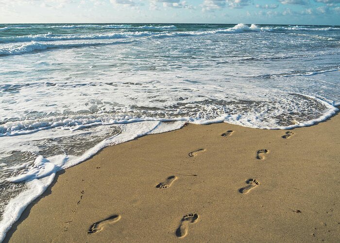 Florida Greeting Card featuring the photograph Footprints in the Sand Delray Beach Florida by Lawrence S Richardson Jr