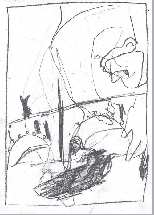 Sketch Greeting Card featuring the drawing For b story 4 3 by Edgeworth Johnstone