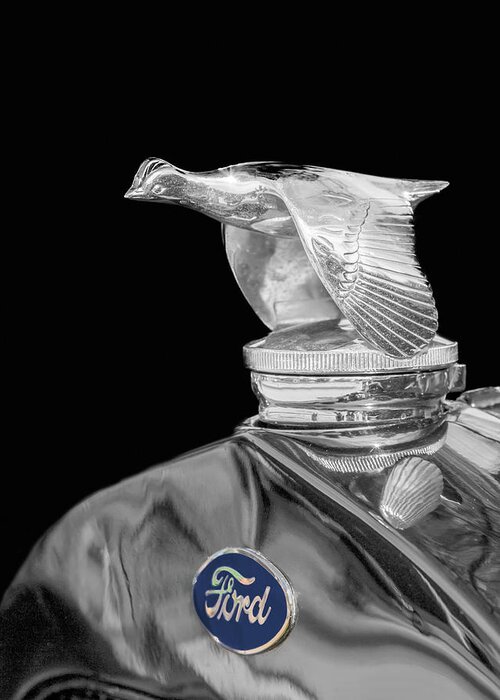 Car Greeting Card featuring the photograph Ford Flying Quail Radiator Cap by Susan Rissi Tregoning