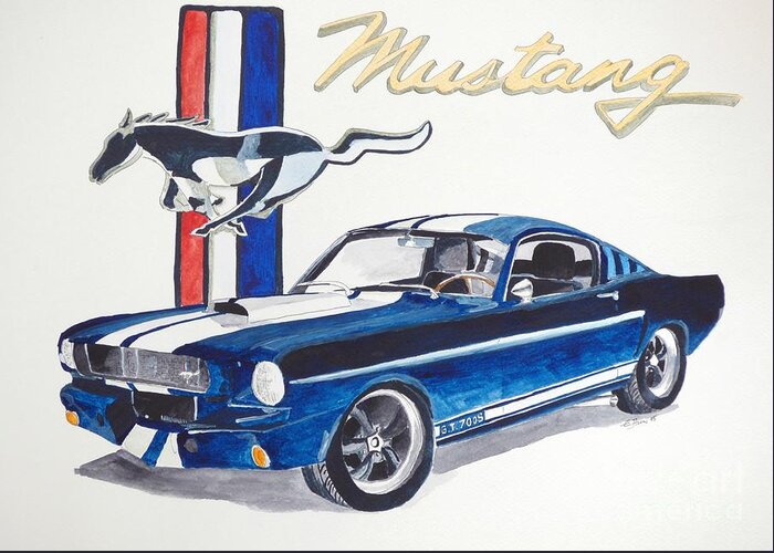 Ford Mustang Greeting Card featuring the painting Ford Mustang by Eva Ason