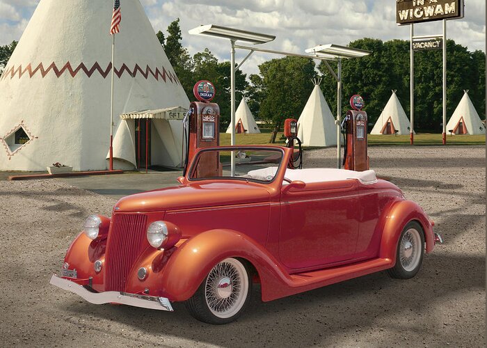 Ford Roadster Greeting Card featuring the photograph Ford Roadster At An Indian Gas Station 2 by Mike McGlothlen