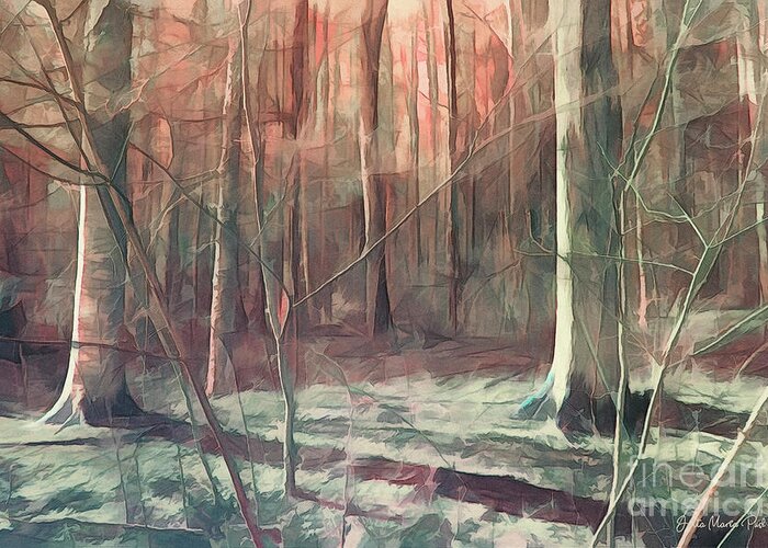 Photo Greeting Card featuring the digital art Forest after Winter by Jutta Maria Pusl