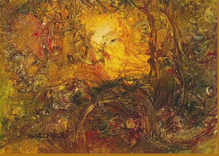 Forest Greeting Card featuring the painting Forest Light 60 by David Ladmore