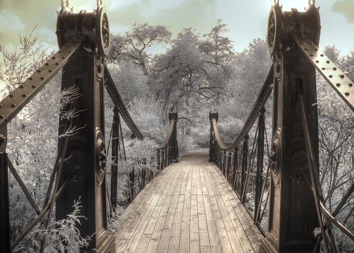 Forest Park Greeting Card featuring the photograph Forest Park Victorian Bridge Saint Louis Missouri infrared by Jane Linders