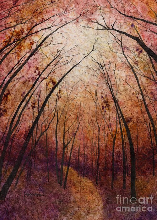 Path Greeting Card featuring the painting Forest Path by Hailey E Herrera