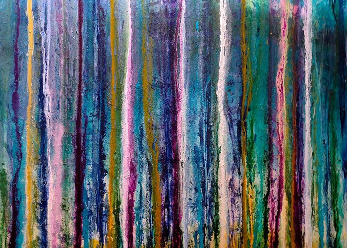 Abstract Greeting Card featuring the painting Forest Rain by Patty Vicknair