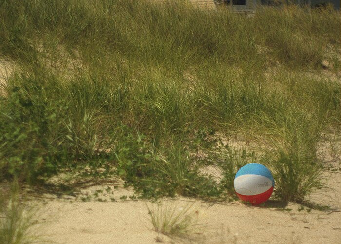 Beach Ball Greeting Card featuring the photograph Forgotten Beach Ball by Suzanne Powers