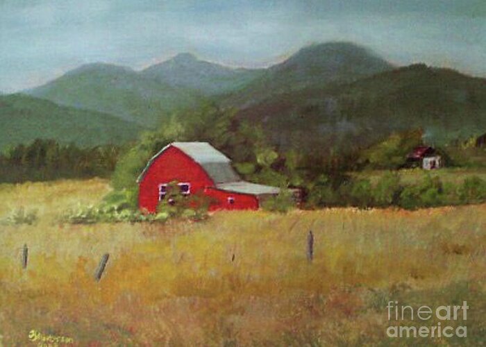 Barn Greeting Card featuring the painting Forgotten Scene by Harriett Masterson