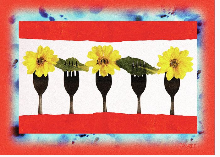 Digital Greeting Card featuring the digital art Forks and Flowers by Paula Ayers