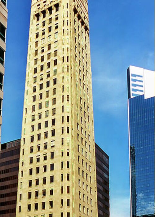 Foshay Tower Greeting Card featuring the photograph Foshay Tower from the Street by Lonnie Paulson