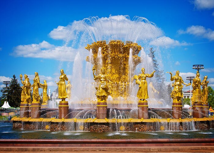 Anastasy Yarmolovich Greeting Card featuring the photograph Fountain of Friendship of Nations in Moscow by Anastasy Yarmolovich