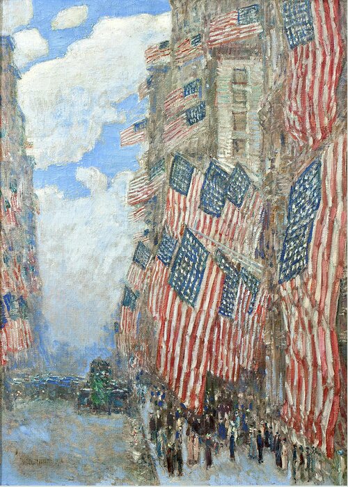 Hassam Greeting Card featuring the painting Fourth of July, 1916 by Eric Glaser