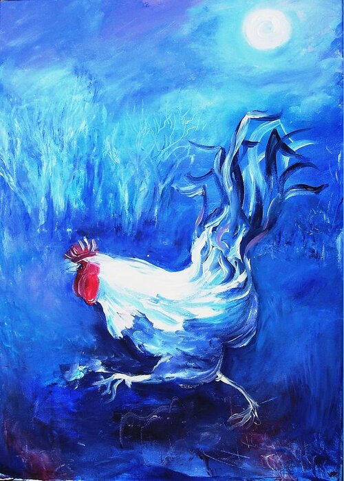 Cockerel Greeting Card featuring the painting Fox Alert  by Trudi Doyle