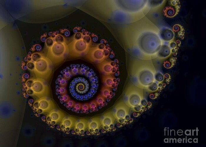 Fractal Poster Greeting Card featuring the digital art Fractal Spiral Poster by David Smith