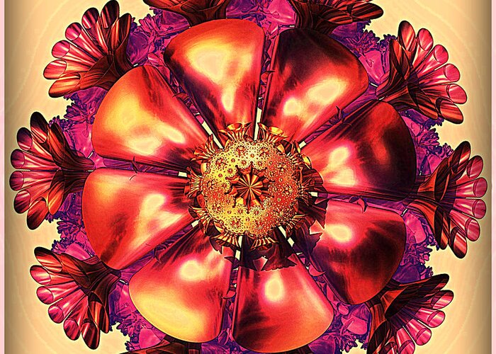 Fractual Greeting Card featuring the digital art Fractual Flower by Leslie Revels