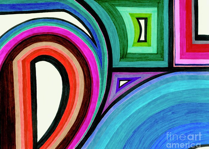 Abstract Greeting Card featuring the drawing Framed Motion by Lara Morrison