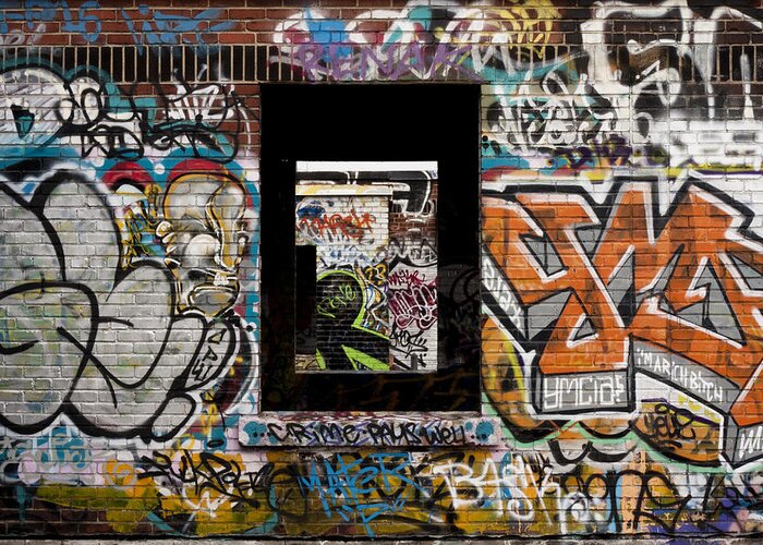 Graffiti Greeting Card featuring the photograph Frames by Kreddible Trout
